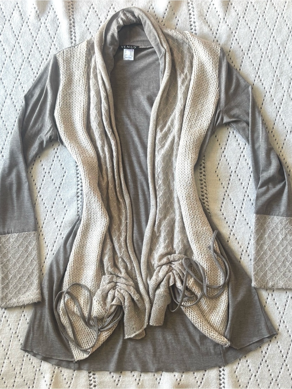 Venus Open-Front Cinched Cardigan Sweater Y2K